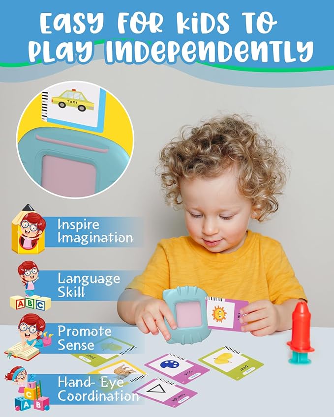 448 Words Talking Flash Cards for Toddlers, Learning Montessori Toys for Kids Ages 1 2 3 4 5 6 Year Old, Autism Sensory Toys for Autistic Children, Birthday Gifts for Daughter Son Boys