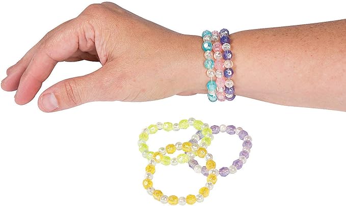 Assorted Plastic Iridescent Bead Bracelets 24 Pcs