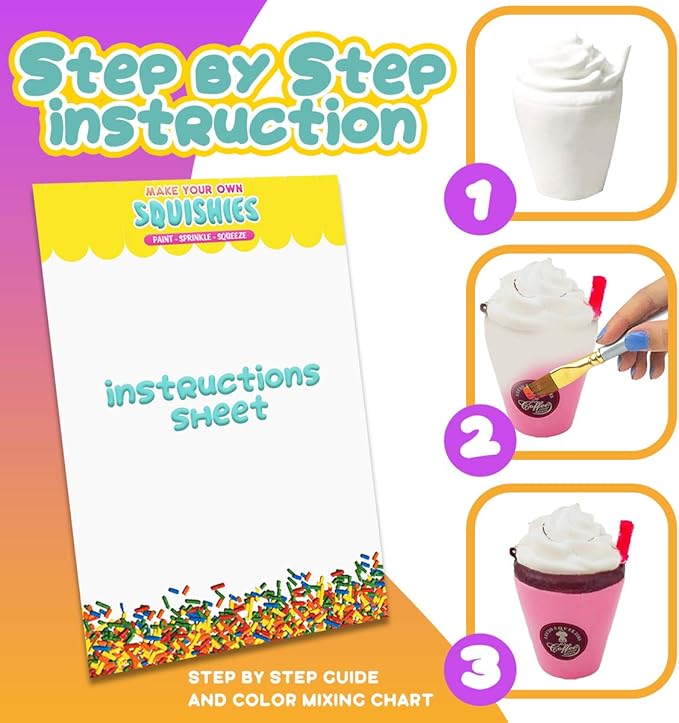 Insnug Paint Your Own Squishies Kit - Sensory Toys Squishy Painting Kit Stress Relief Squishies for Girl Kids Age 4 6 8 10 Slow Rising Squeeze Autism Toys Unicorn Gift Ice Cream Cake Milk Shake Donut