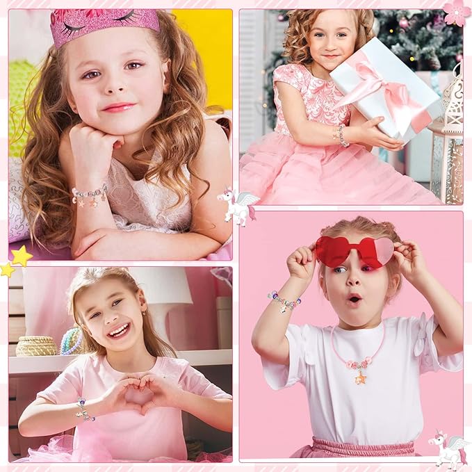 LifeisLuck Charm Bracelet Making Kit, Jewelry Making Kit for Girls DIY Charm Necklace Kit with Bracelet Organizer Box Unicorns Crafts Girls Toys Age 5 6 7 8-12 Birthday Gifts for Kids – A