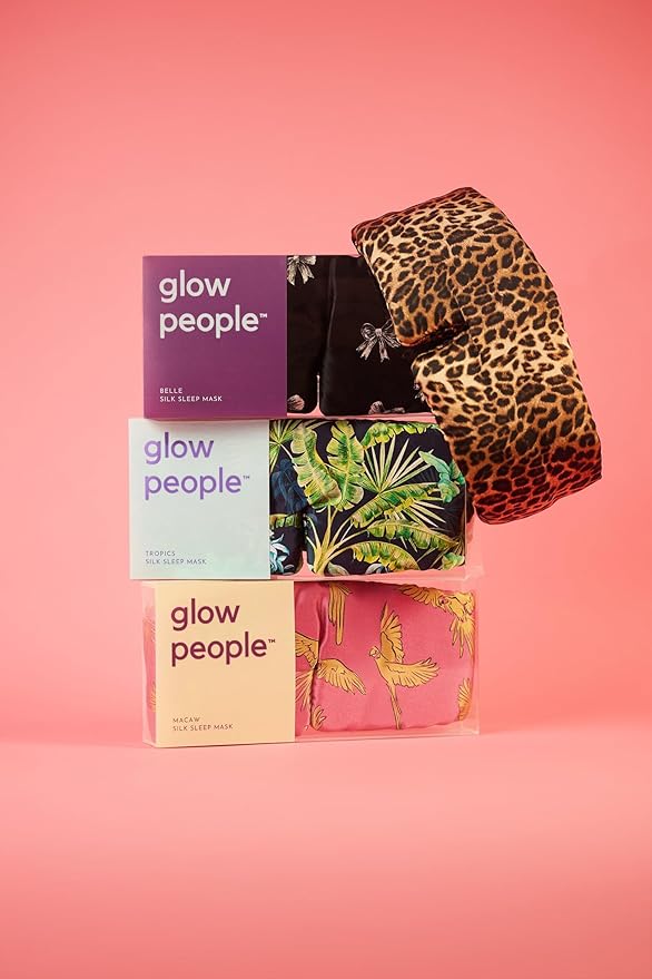 Glow People Silk Sleep Mask – 100% Mulberry Silk Eye Mask for Sleeping, Total Blackout, Cloud-Soft and Adjustable for Beauty Sleep and Travel - Leopard