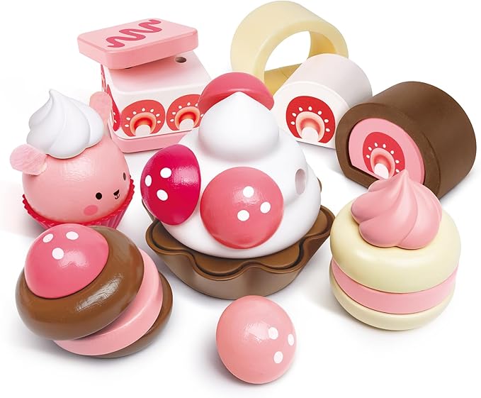 Hape Strawberry Dessert Set | Pretend Play Toy Food Playset for Kids, for Children Ages 3+ Years