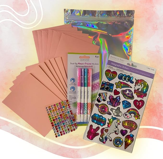 Card Making Kit for Kids - Stationary Set for Girls Foil Art for Girls 8-10 Card Making Kit for Adults with Fun Foil Stickers Foil Fun Art Kit for Kids Pen Pal Kit Stationary for Girls Unicorn Gifts