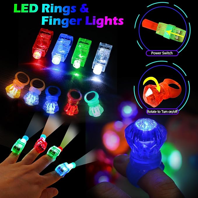 292 PCS Glow in the Dark Party Supplies for Kids Adults,Neon Party Favors Glow Sticks Rings Glasses Headband Birthday Graduation Glow Party