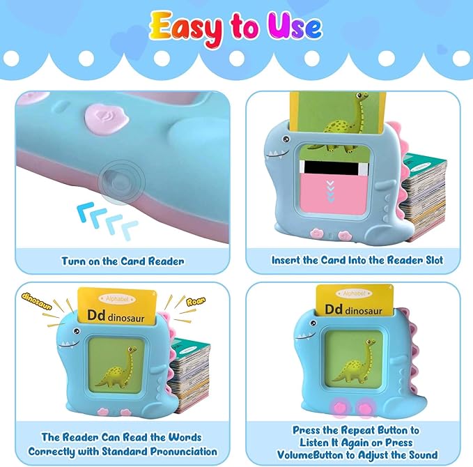 Pocket Speech Talking Flash Cards - 336 Sight Words Toddlers Montessori Audible Speech Buddy Early Learning Flashcards, Autism Sensory Toys Speech Therapy Materials for Toddler Age 3 4 5 Years Old B