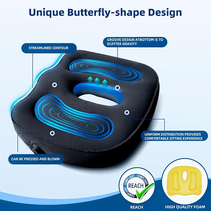 Sondor Travel Cushion,Air Seat Cushion,Evolution Cushion Portable & Lightweight Inflatable Seat Cushion - Ideal for Airplane Chairs, School Bleachers, Stadium Seats, and Wheelchairs