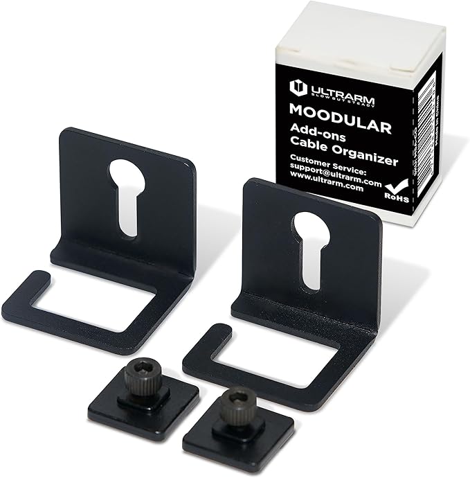 ULTRARM Moodular Add-ons Cable Organizer 2 Pack [Accessory Only - Requires Moodular Wooden Monitor Stand Slide Rails for Use] Black MSA-CO