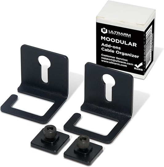 ULTRARM Moodular Add-ons Cable Organizer 2 Pack [Accessory Only - Requires Moodular Wooden Monitor Stand Slide Rails for Use] Black MSA-CO