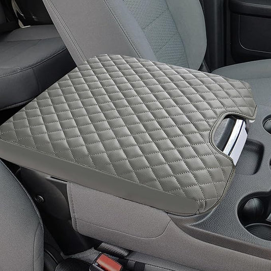 JOYTUTUS Center Console Cover Compatible with 2013-2018 Ram 1500 & 2013-2026 Ram 2500/3500/1500 Classic Model Jump Seat Console, Leather Arm Rest Covering for Car, Durable Middle Console Cover, Gray