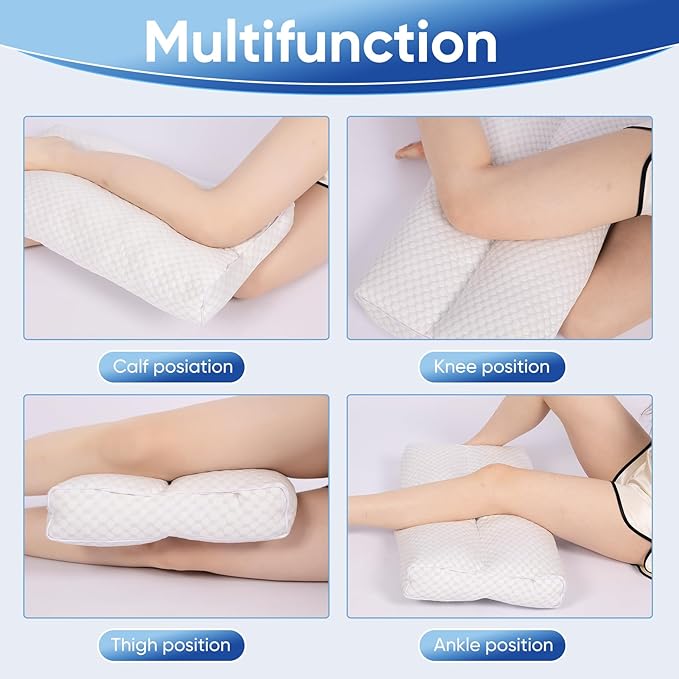 Cooling Knee Pillow for Side Sleeper, 5" Leg Pillow for Side Sleeping, 100% Cooling Fabric Pillow for Between Knees While Sleeping - High Support Alternative for Relieving Leg, Back, and Knee Pain