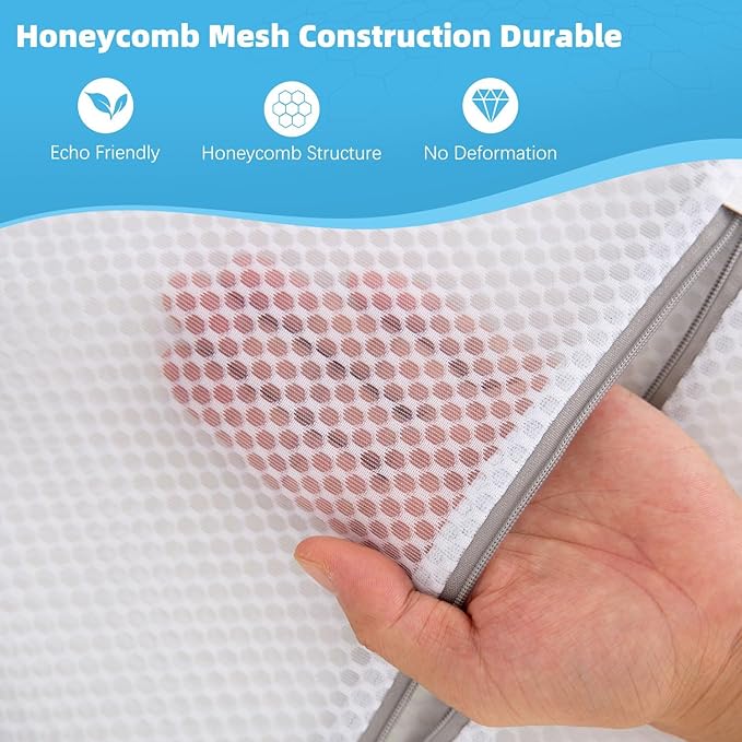 Honeycomb Mesh Laundry Bags for Delicates - 12x16 Inches Medium Washing Bags for Bras, Lingerie, Socks, Baby Clothes - Gentle Wash Protection with Zipper Closure (6)