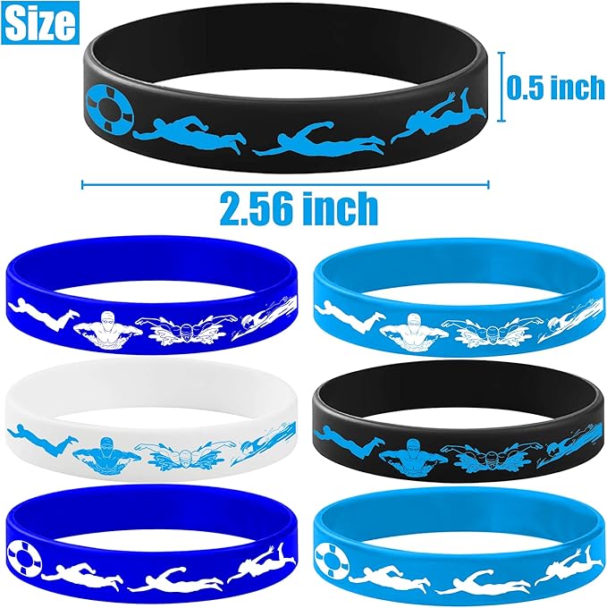 24PCS Swimming Rubber Bracelets Silicone Wristbands -Sport Party Supplies Decorations Speed Birthday Baby Shower Party Favors