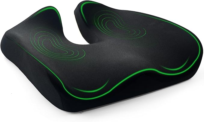 Ergonomic Office Chair Cushion – Gel Memory Foam Seat Pad with Non-Slip Cover, Pressure Relief for Long Sitting, Back Pain, Tailbone Support (Black)