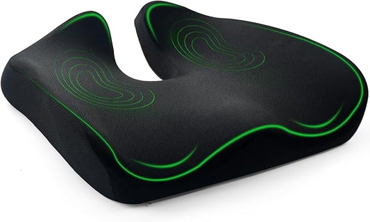 Ergonomic Office Chair Cushion – Gel Memory Foam Seat Pad with Non-Slip Cover, Pressure Relief for Long Sitting, Back Pain, Tailbone Support (Black)