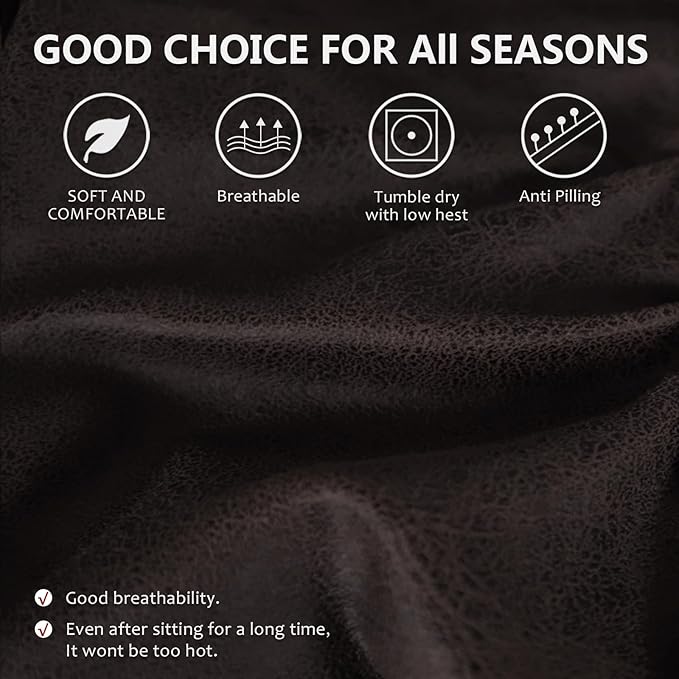 Leather Look Oversize Recliner Chair Covers, Thick 4 Pieces Lazy Boy Recliner Covers for Recliner Chair, Leather Cover for Recliner Slipcovers for Pets Kids(X-Large, Black Coffee)