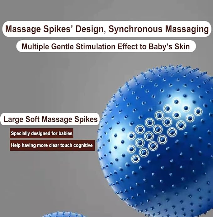 Large Sensory Massage Ball for Kids, 33.5" 85CM Bouncy Exercise Ball, Big Inflatable Ball with Tactile Spikes, Outdoor Ball Pool Ball Yoga Ball, Large Beach Ball (1 SET GREY BALL)