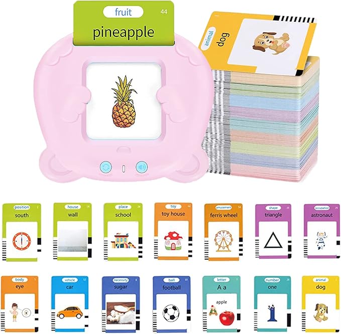 Talking Flash Cards Learning Toys for Toddlers 1-6 Years Old, Preschool Montessori Toys, Speech Therapy Toys Pocket Vocabulary Toy Autism Toys Gifts for Kids, Boys Girls(510 Words New Pink)