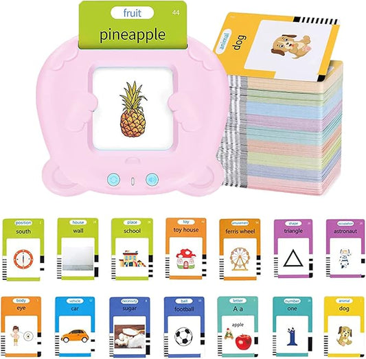 Talking Flash Cards Learning Toys for Toddlers 1-6 Years Old, Preschool Montessori Toys, Speech Therapy Toys Pocket Vocabulary Toy Autism Toys Gifts for Kids, Boys Girls(510 Words New Pink)