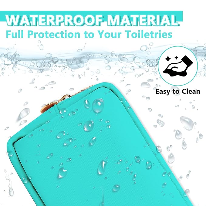 UIXIZQ Small Makeup Pouch for Purse, Nylon Travel Toiletry Storage Pouch Cute Preppy Cosmetic Bag for Women Girls, Waterproof Makeup Organizer Skincare Bag Purse with Zipper (Small-Cotton Candy)