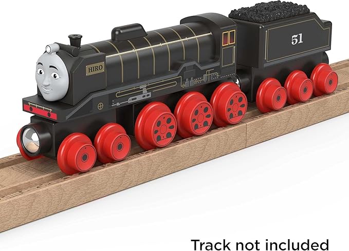 Thomas & Friends Wooden Railway Toy Train Hiro Push-Along Wood Engine & Coal Car for Toddlers & Preschool Kids Ages 2+ Years (Amazon Exclusive)