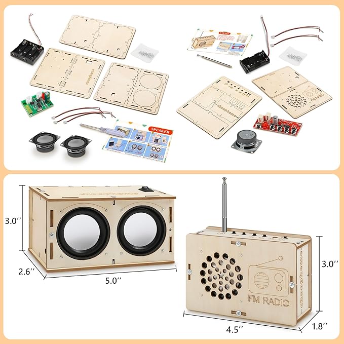 Stem Projects Toys for Boys age 8-12 12-14 Science Kit Building Own Bluetooth Speaker & FM Radio DIY Electronics Kit Science Experiments Kid 9-12 Boy Toys Birthday Gift 8 9 10 11 13 Year Old Teen Girl