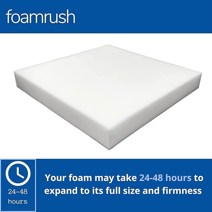 FoamRush 4" x 26" x 26" High Density Upholstery Foam Cushion, Square Foam for Dining Chairs, Chair & Wheelchair Seat Cushion Replacement