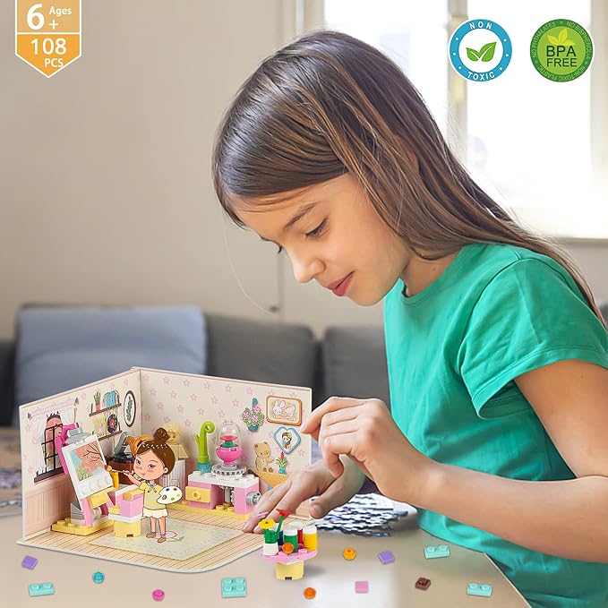 Friends House Building Block Sets, Girls Art Painting Studio Friendship Playhouse Apartment Bricks Kit Birthday Roleplay Gifts for Old Kids 6+ 6-12 8-12