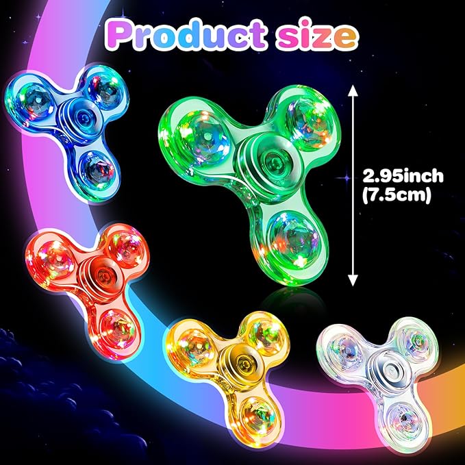 FIGROL 5 Pack Fidget Spinners｜LED Light Up Fidget Spinners for Children｜Party Favors｜Goodie Bag Stuffers Classroom Prizes