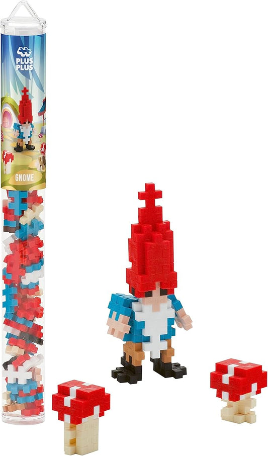 Plus Plus 3D Puzzle Cryptid Construction Building Block Set, Fun Fantasy Figures Stem Toys for Kids, 70 Interlocking Pieces - Gnome Mini Maker Tube