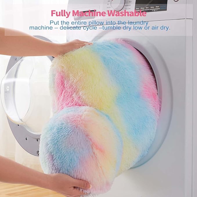 Faux Fur Backrest Pillow for Kids, Teen Reading Pillow with Arms, Fluffy Back Support Pillow for Sitting Up in Bed/Couch, Bed Wedge Pillow for Girls, Reading & Bed Rest Pillows (Pink)