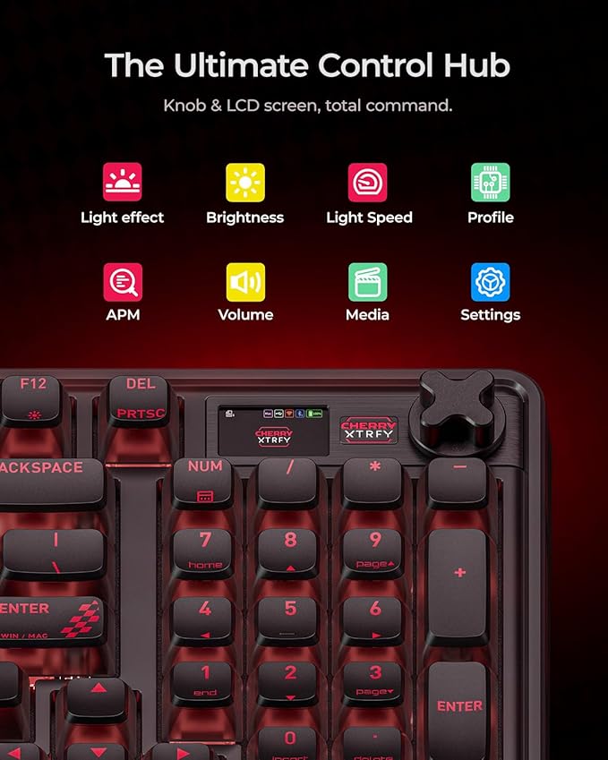 Cherry x PIXIU 98 8KHz Esports Gaming Mechanical Keyboard, 8000Hz Polling, MX2A Brown Switches, Tri-Mode Bluetooth/2.4G/USB-C Wired, Hot-Swap Gasket Custom Keyboard with Knob, PBT, RGB Backlit