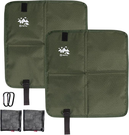 LynsaTac 2 Pack Waterproof Seat Cushion, Portable Folding Oxford Mat for Camping Hiking Fishing - Moisture Proof Picnic Pad with D Clip & Net Bag (Green, 2 PC)