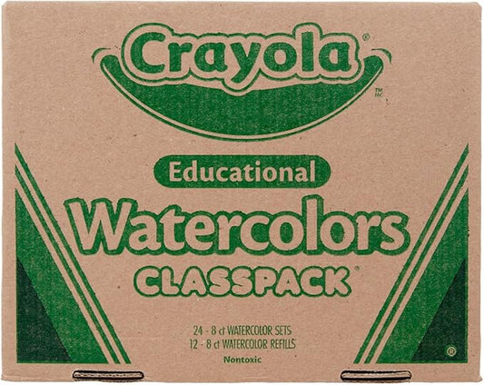 Crayola Watercolors Classpack, Bulk Paint Set For Kids, 24 Trays & 12 Refills, School Supplies