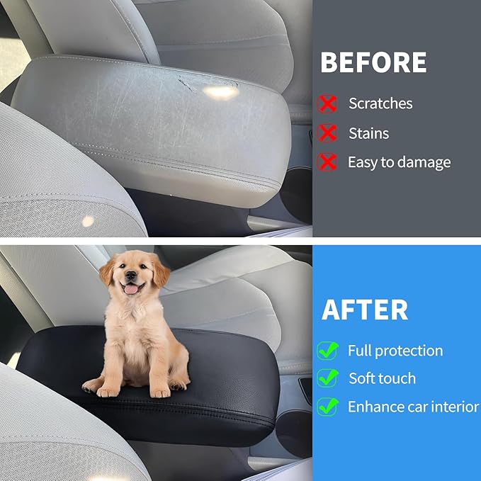 Asgohme Center Console Armrest Cover Compatible with Kia Optima 2016-2020 Accessories, Premium Leather Arm Rest Cover Pad, Car Middle Console Cover (Black)