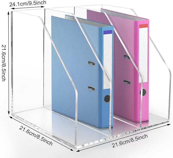 WYFHLPMMA Acrylic Paper Tray Stackable Letter Organizers, Clear Paper Tray Desk Organizer, 3-Tier, Desk A4 File Holder for Office Document Desktop File Tray-2pack