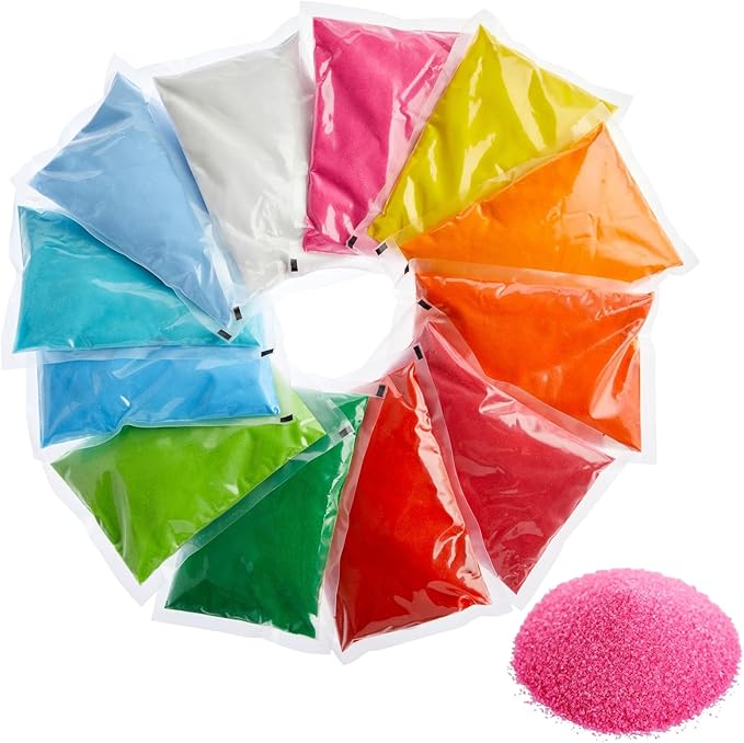 Bright Creations 12 Pack Colored Sand for Crafts, 1.1 lb Bags, Art Refill Kit, DIY Wedding Decorations, Vase Filler, Succulent Terrariums (12 Colors, 13.1 lb Total)