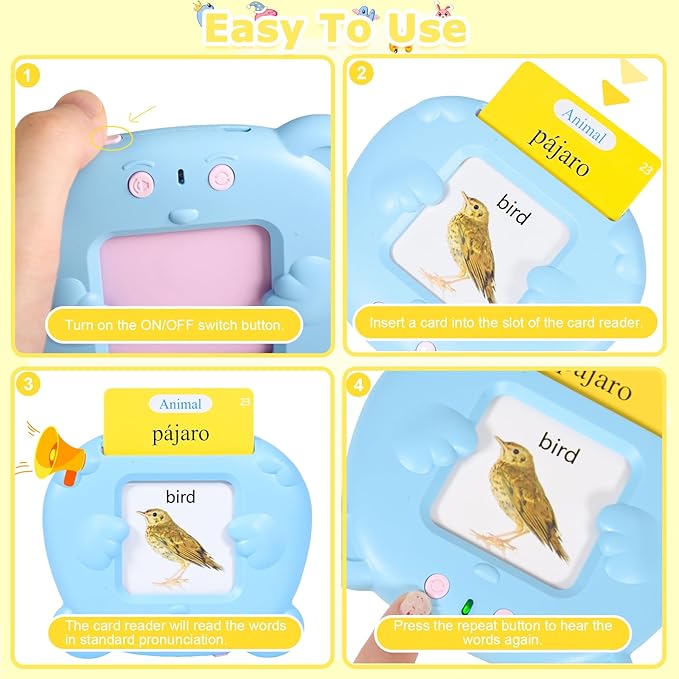 SAYEEC Toddlers Bilingual Talking Flash Cards Spanish English Montessori Toys with 510 Sight Words Kids Speech Therapy Autism Sensory Toys Learning Educational Gifts for 3 4 5 6 7 Years Old Boys Girls