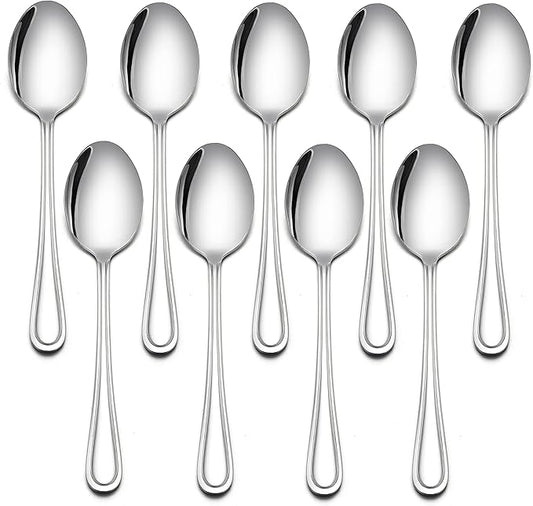LIANYU 9-Piece Toddler Spoons, Kids Baby Spoons Self Feeding, Stainless Steel Children Silverware Set for 2-10 Year Old, Preschooler Cutlery Flatware Set for Home School, Dishwasher Safe