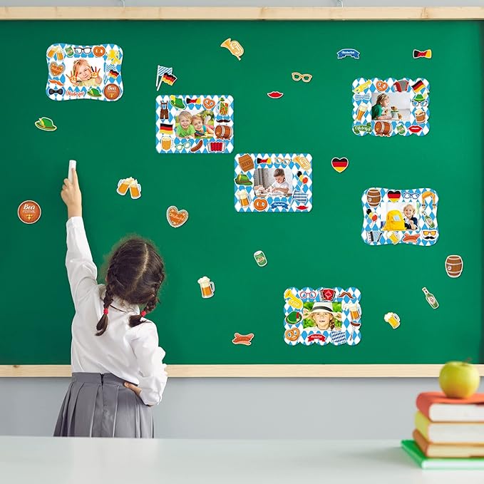 30 Packs Oktoberfest Picture Frame Craft Kits for Kids Oktoberfest DIY Craft Set with Germen Bavarian Festival Stickers Home Classroom Indoor Game Activities
