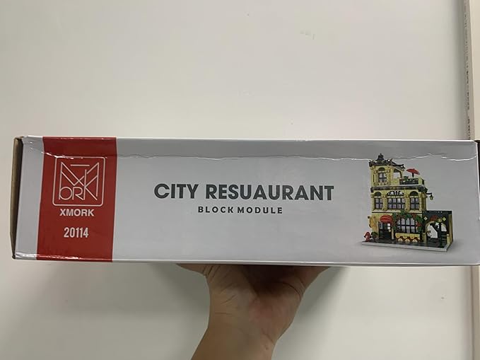 City Restaurant Architecture Building Kit with LED Lights,3 Levels City Restaurant Model Building Blocks Toy,for 12+Age Teen,Adult（1489 Pieces）