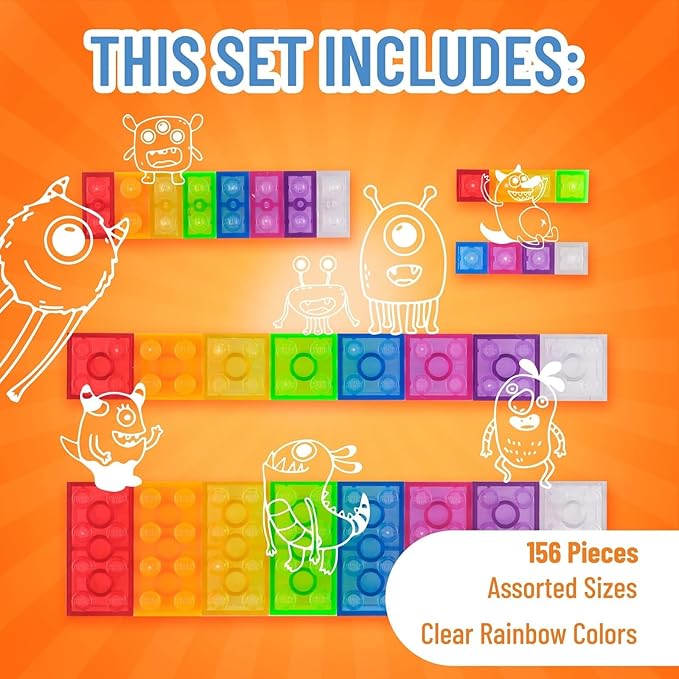 Strictly Briks Compatible with Lego Toy Building Block, Building Creative Play Set for Ages 3 and Up, Compatible with All Major Brick Brands, Clear Colors, 4 Different Shapes and Sizes, 156 Pieces