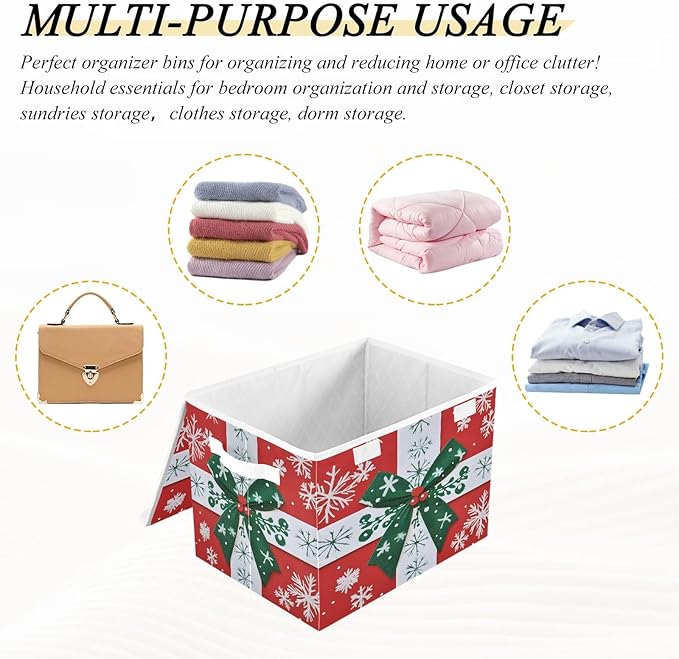 senya Large Storage Bins with Linen Collapsible Foldable Storage Cubes Fabric Closet Organizer Containers box with Flip-Top Lid for Home Bedroom Office 16.7 x 12.6 x 11.8in (Christmas Gift)