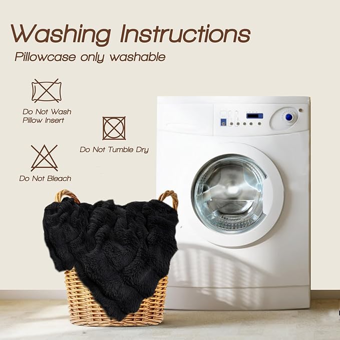 YZ HOME Faux Fur Fluffy Body Pillow for Adults - Firm Body Pillow Insert with Shredded Blue Memory Foam, Adjustable Height, Soft Support for Side Sleeping, Pregnant Women, Washable, 20x54 Inch (Black)