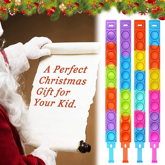 80 Pcs Random Pop Fidget Toy Fidget Bracelet, Wearable Push Poping Bubble Sensory Toys Stress Relief Finger Press Silicone Wristband for Kids and Adults ADHD ADD Autism Anxiety