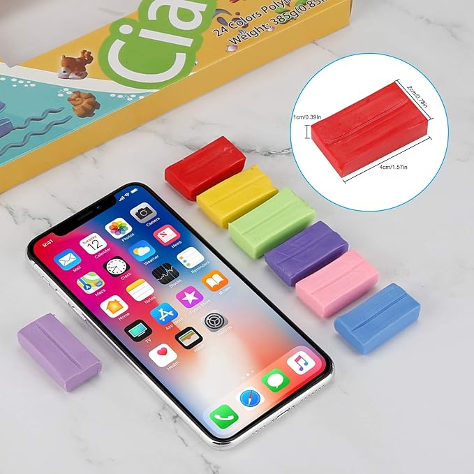 CiaraQ 24 Colors Small Block Polymer Clay Starter kit, Oven Bake Clay, CPSC Conformed Non-Toxic Molding DIY Clay, Great for Kids, Beginners