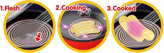 Electric Frying Pan Cooking Pot Play Set | Light, Realistic Sound Effects & Magic Color Changing Food | Ultimate Pretend Play Kitchen Toy