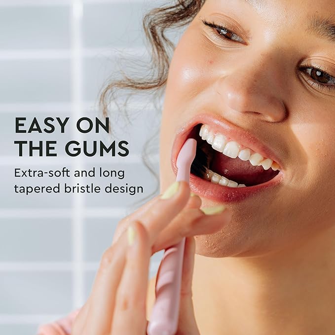 Boka Classic Manual Toothbrush with Extra Soft Activated-Charcoal, Tapered Bristles, Bioplastic Handle That Includes Travel Cap, Dentist-Approved, Great for Adults and Kids, Blue (Pack of 1)