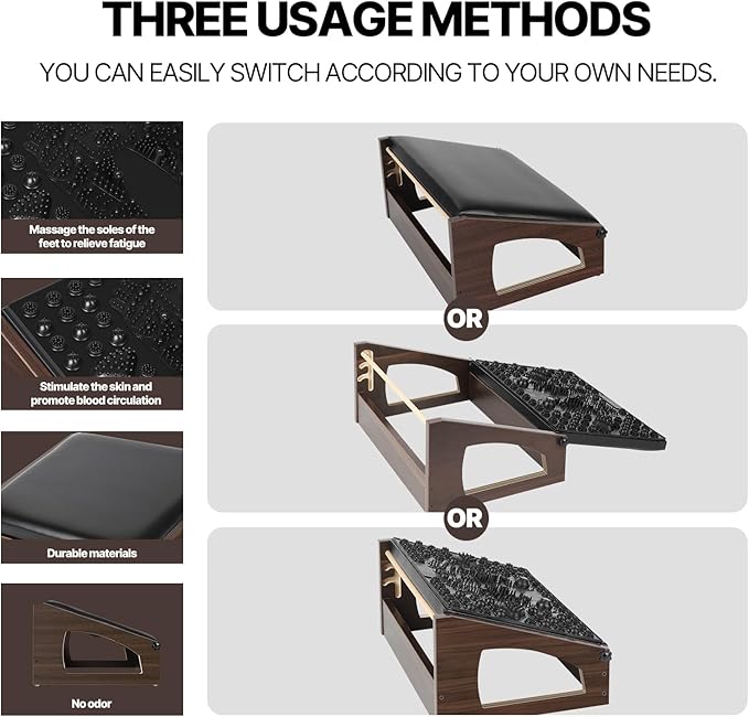 XINGMIAOWJ Ergonomic Foot Rest, 4 Adjustable Height Foot Stool,Footrest Under Desk， Flip Over Office Desk Foot Rest, Improving Posture, Promoting Blood Circulation（Espresso）