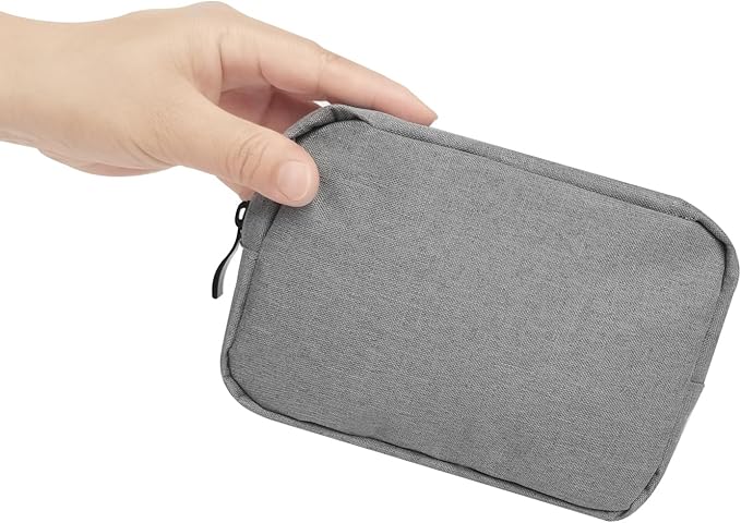 HSYAMY Small Cosmetic Bag for Women, 2 Pack Travel Makeup Bag, Portable Zipper Nylon Storage Pouch Mini Organizer Toiletry Bag for Girl, Grey