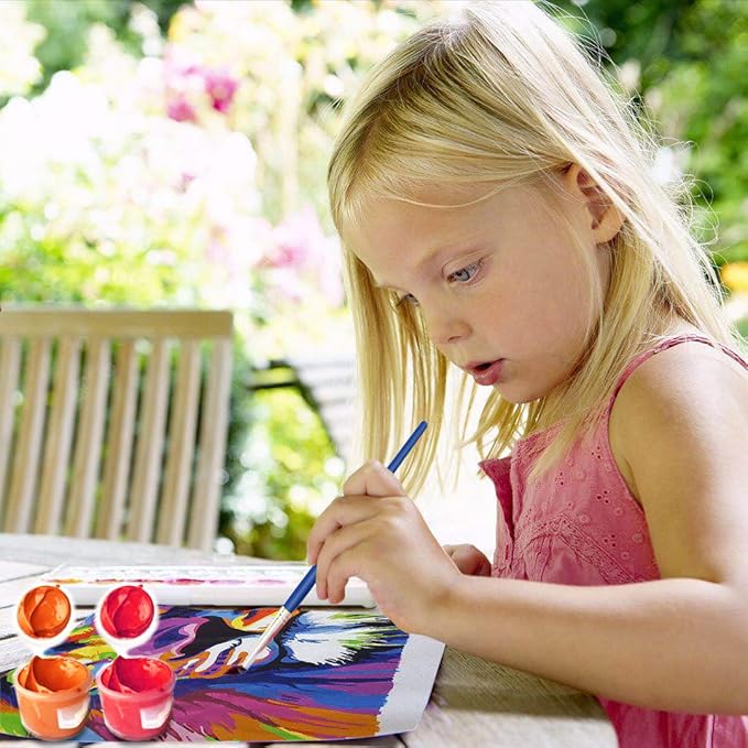 Elftoyer Paint by Numbers for Kids & Adults & Beginner, DIY Canvas Painting Gift Kits for Home Decoration - Colorful Dinosaurs 16 x 20 inch (Without Framed)